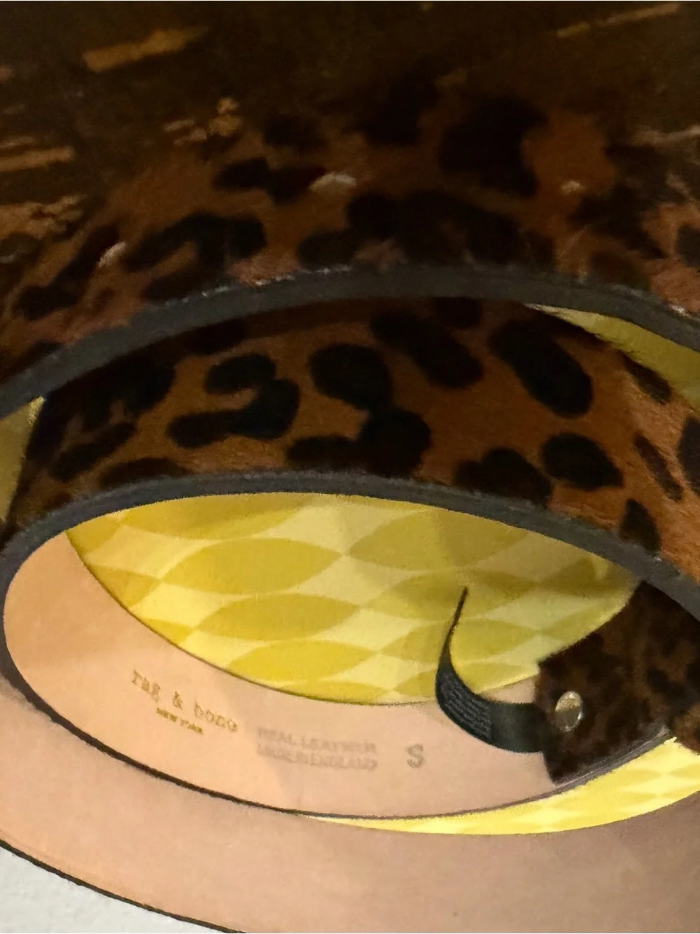 Rag & Bone Leopard Print Haircalf Belt with Silver Buckle Sz S